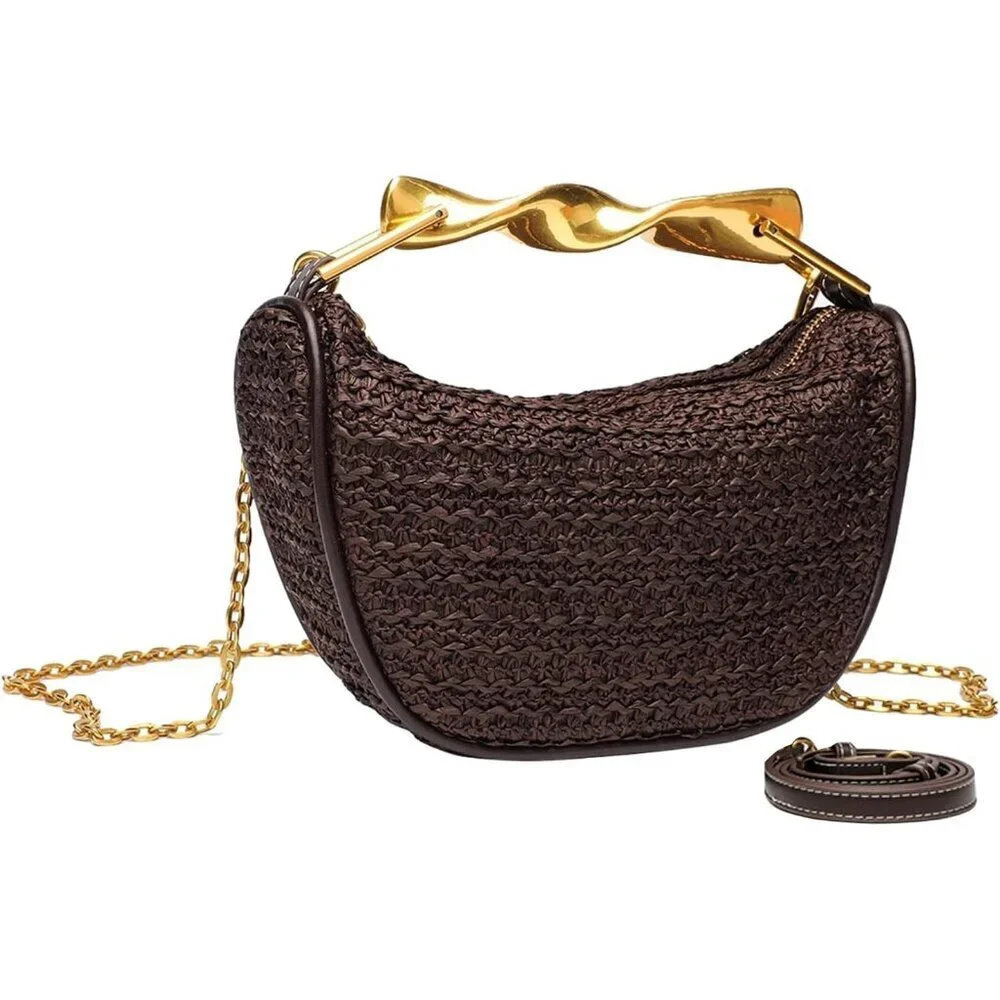Straw Crossbody Bag Women Summer Mini Satchel Handbag Shoulder Purse